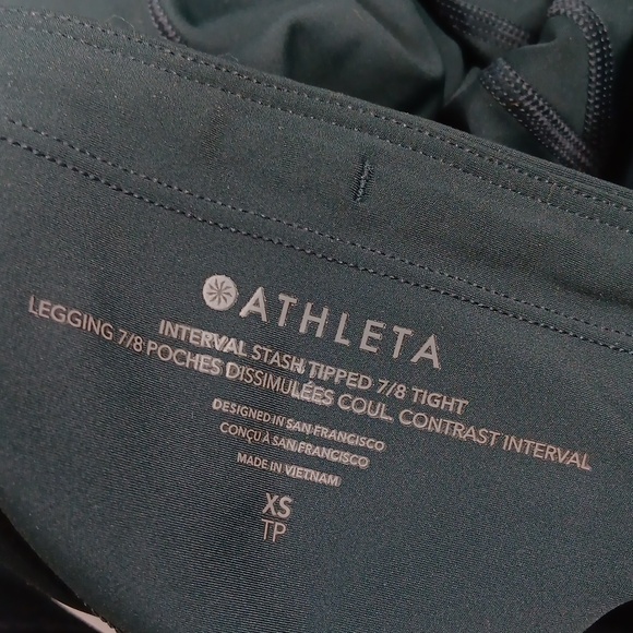 Athleta Interval Stash Tipped 7/8 Tight Green Side Pocket Active Leggings Womens - Picture 9 of 9
